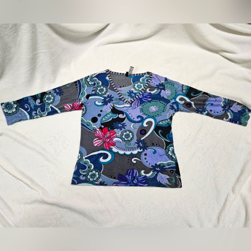 Lynn Ritchie Floral Patterned 3/4 Sleeve Top